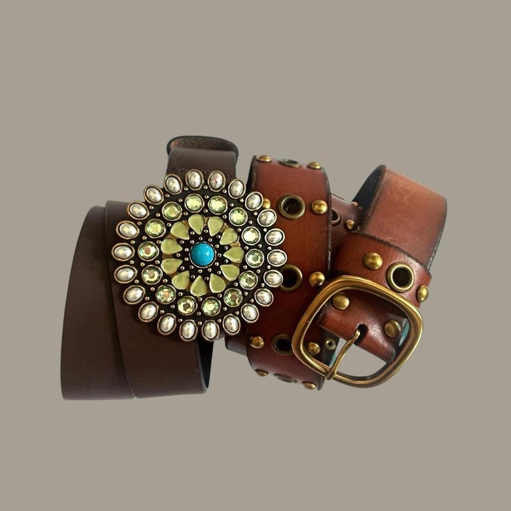 Vintage Medallion Cow Leather Belt + 1 extra | 2 for 1 belt pack